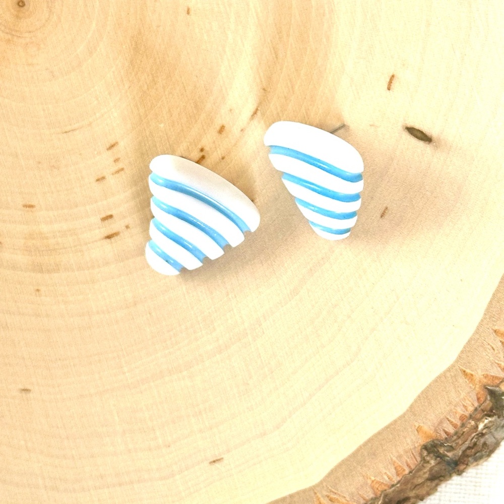 Avon Sky Blue and White Earrings Circa 1980